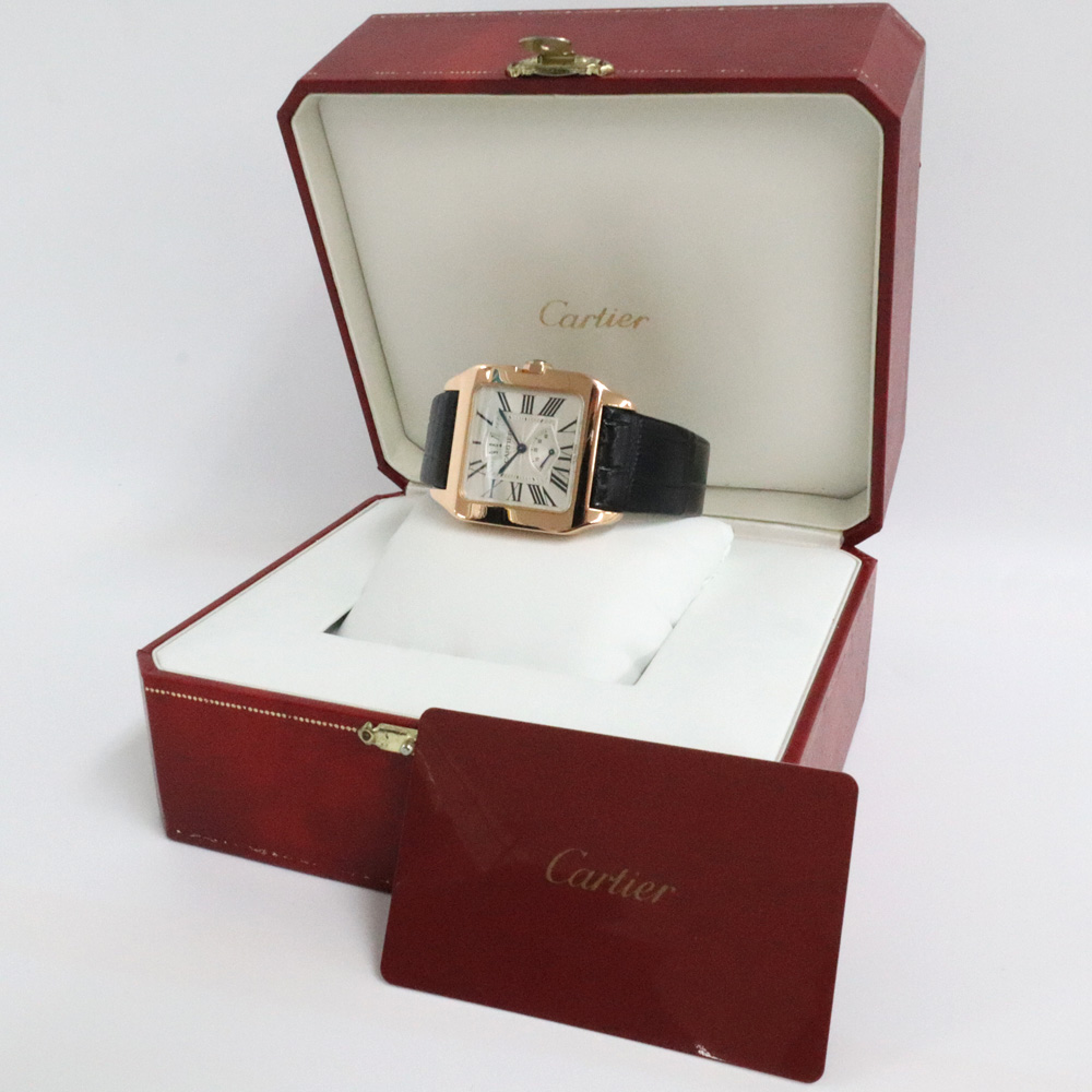 カルティエ サントス デュモン パワーリザーブ W2020067 RG レザー ホワイト 自動巻