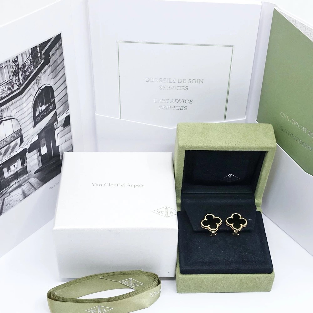 ヴァンクリーフ&アーペル VAN CLEEF&ARPELS ヴィンテージ アルハンブラ ピアス オニキス VCARA44200 750YG