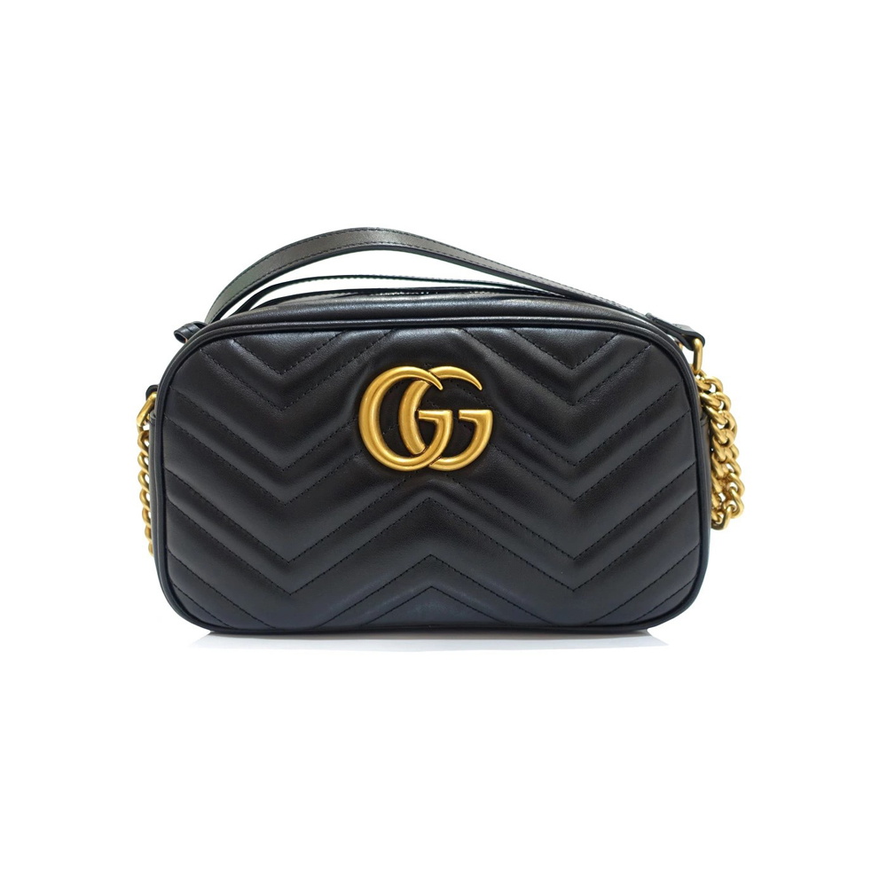 グッチ GUCCI GGマーモント ショルダーバッグ ブラック ゴールド金具 447632
