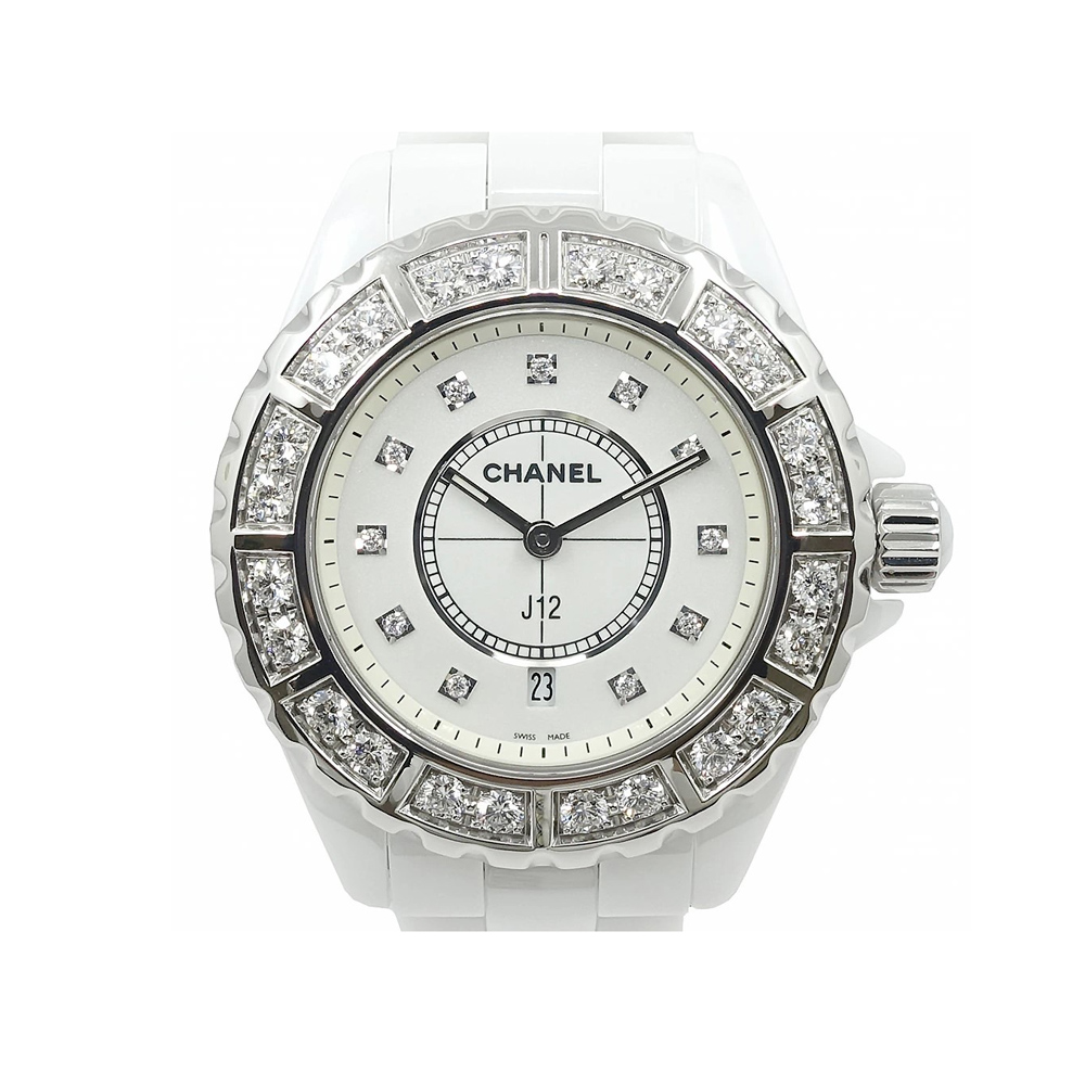 シャネル CHANEL J12 ホワイト ダイヤベゼル 11Pダイヤ クォーツ H2429