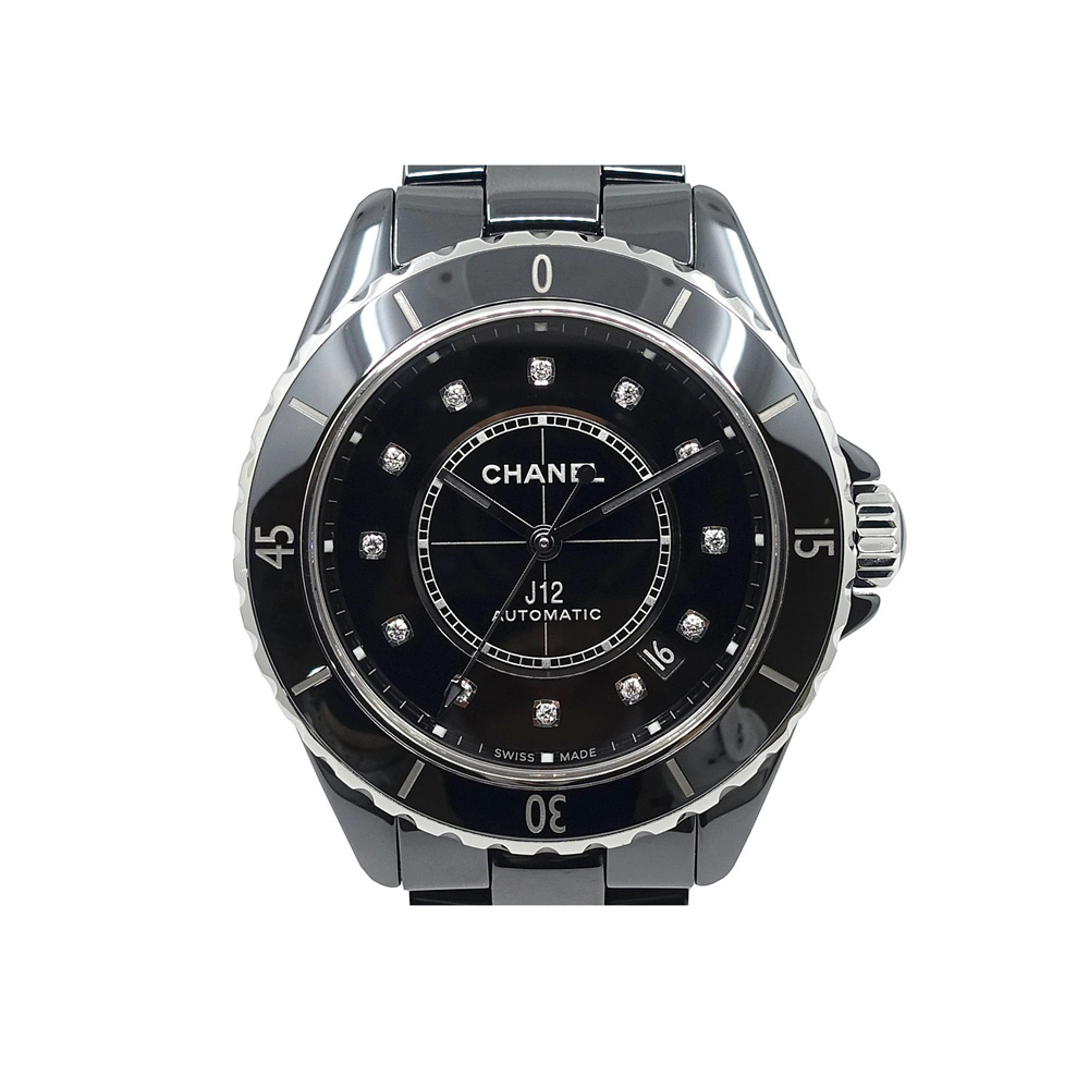 シャネル CHANEL J12 ブラック 38mm 12Pダイヤ H5702