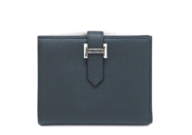 エルメス ベアンコンパクト グリミスティ エプソン W刻 二つ折り財布 メンズ レディース 新品 未使用