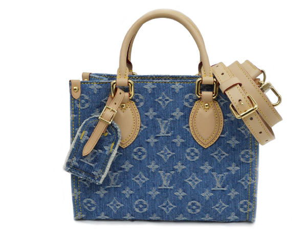 ルイヴィトン モノグラムデニム オンザゴーPM M14633 トート ショルダー 2way バッグ ブルー