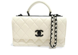シャネル CHANEL マトラッセ トップハンドル 2WAY ショルダー バッグ ホワイト ブラック