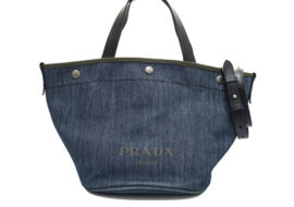 プラダ PRADA ロゴ トート 2WAY トート ネイビー ブルー 1BG244 デニム