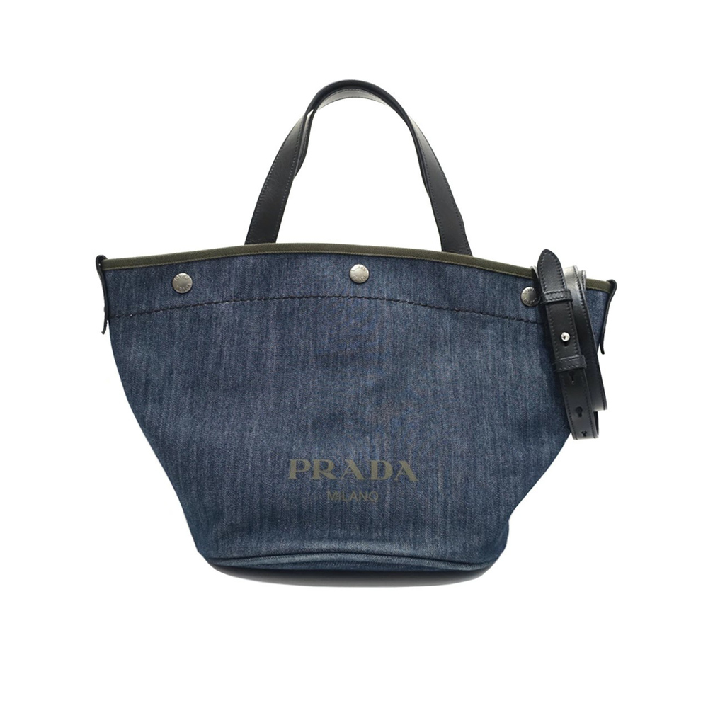プラダ PRADA ロゴ トート 2WAY トート ネイビー ブルー 1BG244 デニム