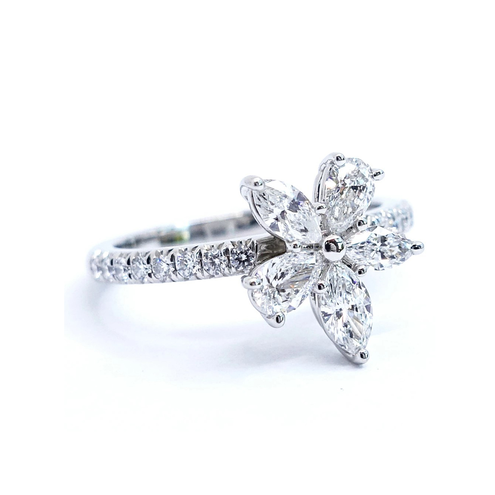 ティファニー TIFFANY ビクトリア ミックス クラスター ダイヤモンド フラワー リング Pt950