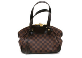 ルイヴィトン ヴェローナPM ハンドバッグ N41117 ブラウン ダミエ ゴールド金具 レディース
