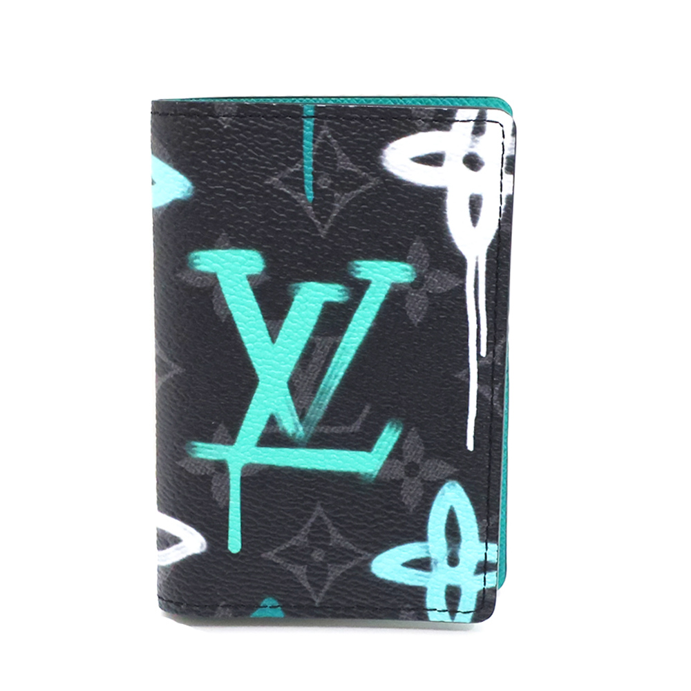 ルイヴィトン モノグラム エクリプス オーガナイザー ドゥポッシュ M81798 二つ折り 名刺入れ グリーン