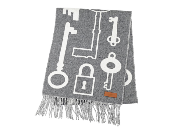 エルメス マフラー カザック キーコレクション グレー カシミヤ