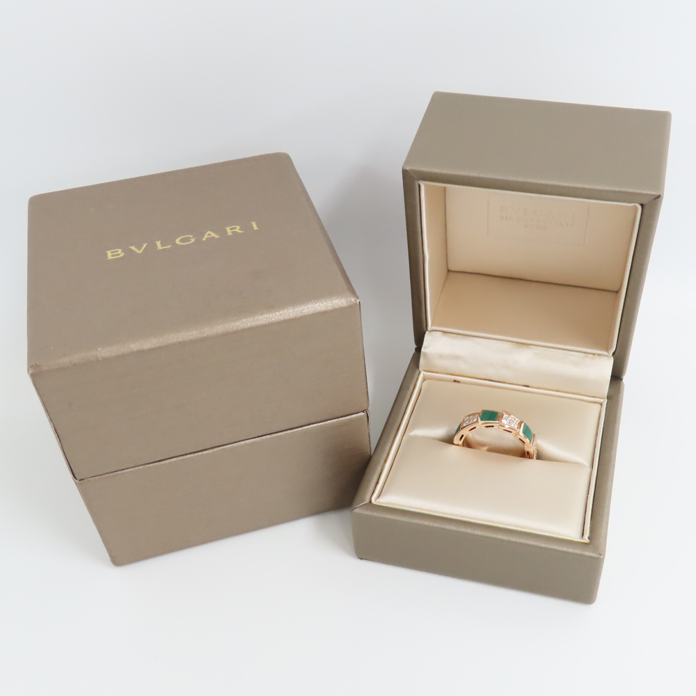 ブルガリ リング 指輪 セルペンティ ヴァイパー 750PG  ピンクゴールド ダイヤモンド マラカイト 51