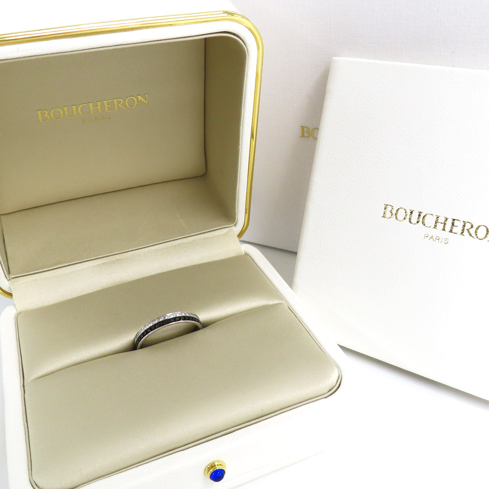 ブシュロン キャトル ブラック ダイヤモンド リング ハーフ JAL00227 #62 750WG ホワイトゴールド