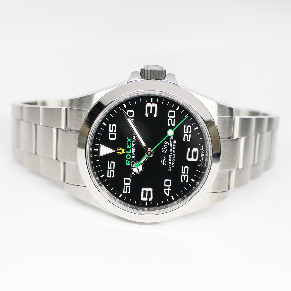 ロレックス エアキング 126900 ランダム ブラック SS 自動巻き メンズ 保証書付