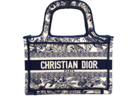 ディオール ブックトート ミニ トワル ドゥ ジュイ ネイビー×ホワイト キャンバス ハンドバッグ ミニバッグ レディース