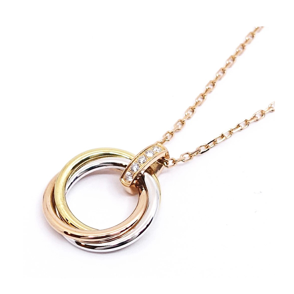 カルティエ CARTIER トリニティ 3カラー ダイヤモンド ネックレス 750PG WG YG