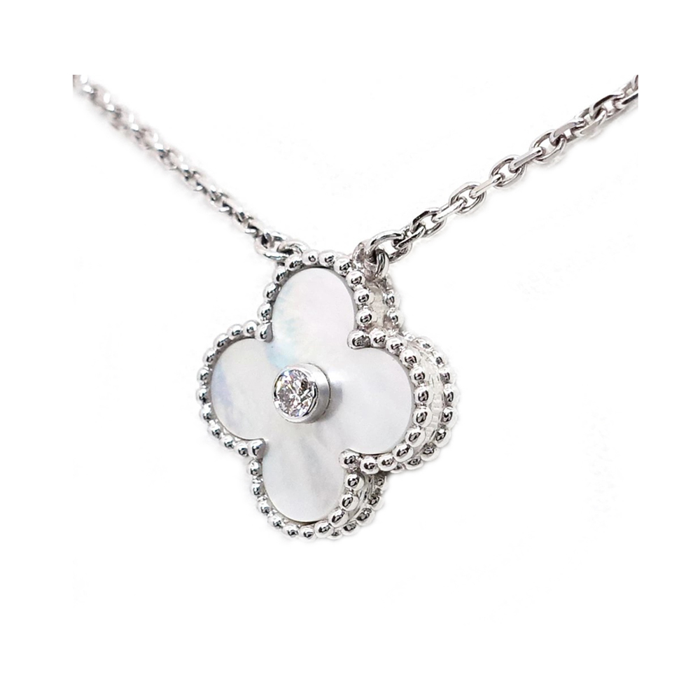 ヴァンクリーフ&アーペル VAN CLEEF&ARPELS ヴィンテージ アルハンブラ ネックレス 2009年 ホリデー限定 750WG マザーオブパール ダイヤ