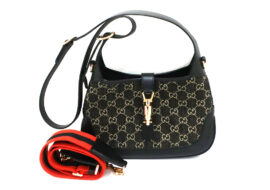 グッチ ジャッキー 1961 678843 ハンドバッグ GG デニム レディース ブラック ゴールド金具