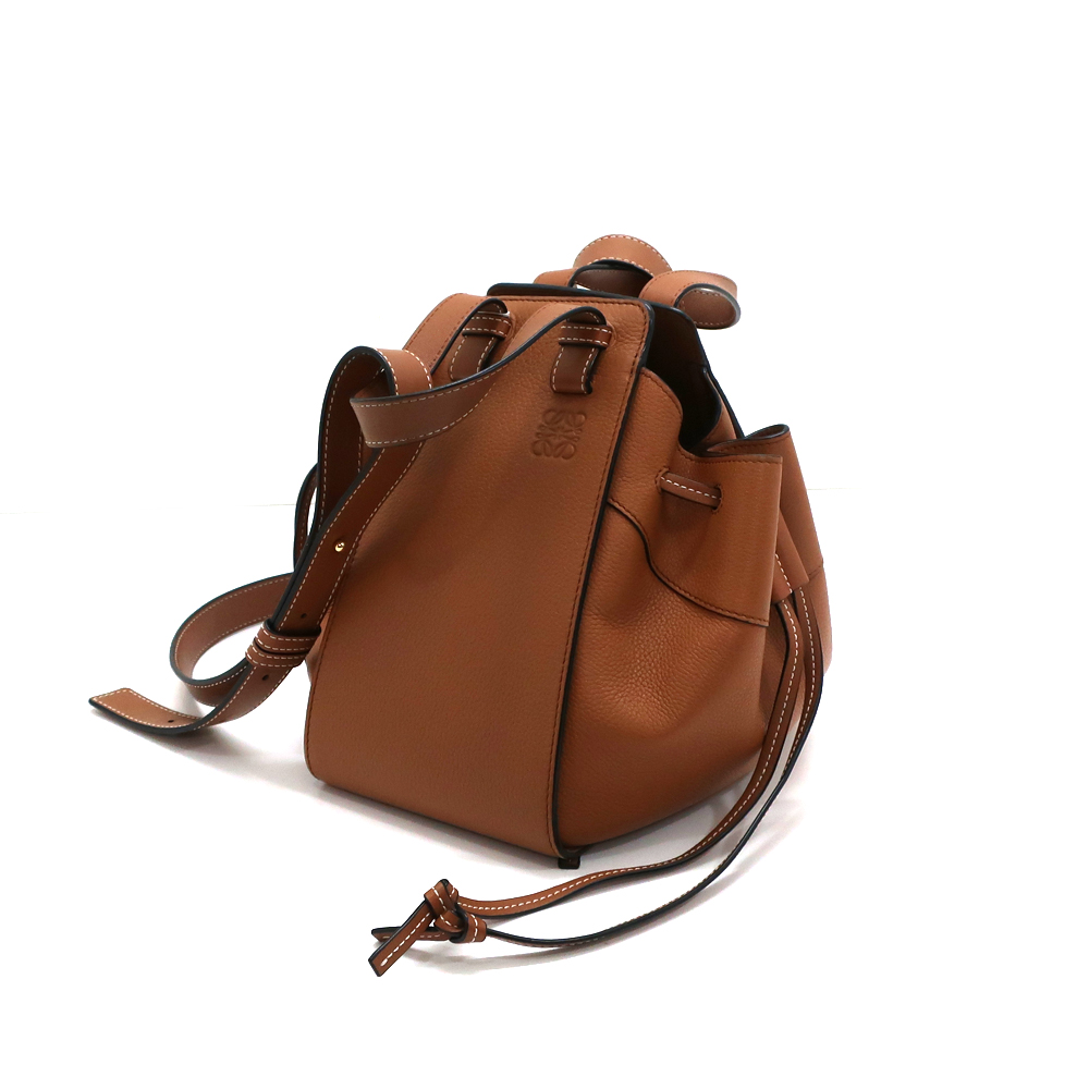 ロエベ ハンモック ミニ ドローストリング ブラウン ハンドバッグ レディース レザー