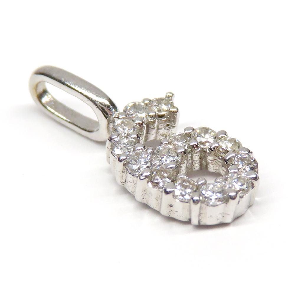 ジュエリー 6 ペンダントトップ 数字 6 ダイヤモンド K18WG