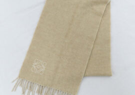 ロエベ マフラー アナグラム アイボリー ベージュ ウール カシミヤ バイカラー