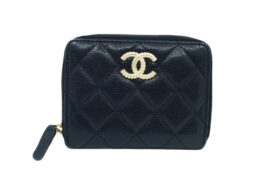 シャネル CHANEL マトラッセ スモールジップ コインケース カードケース ブラック グレインドカーフスキン