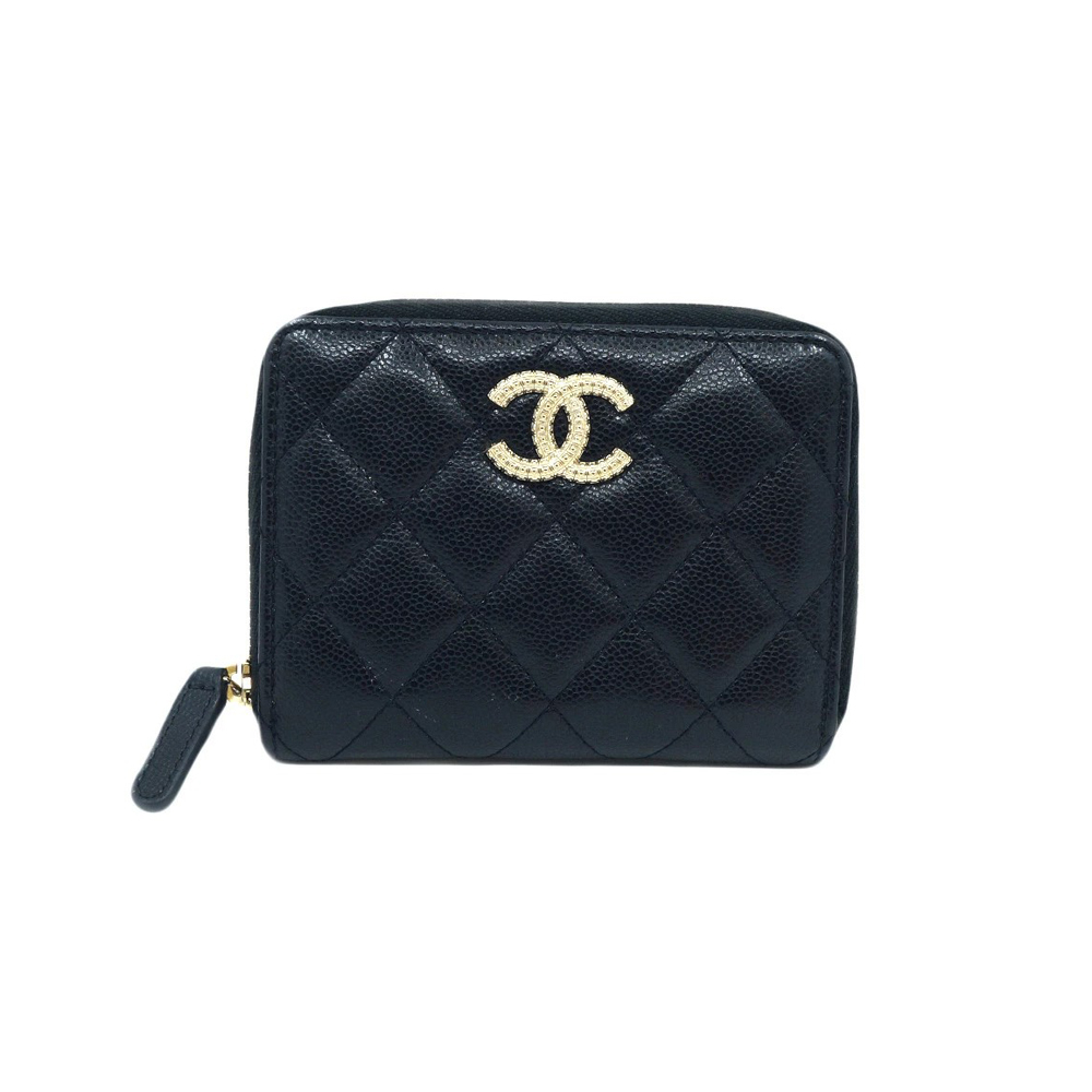 シャネル CHANEL マトラッセ スモールジップ コインケース カードケース ブラック グレインドカーフスキン