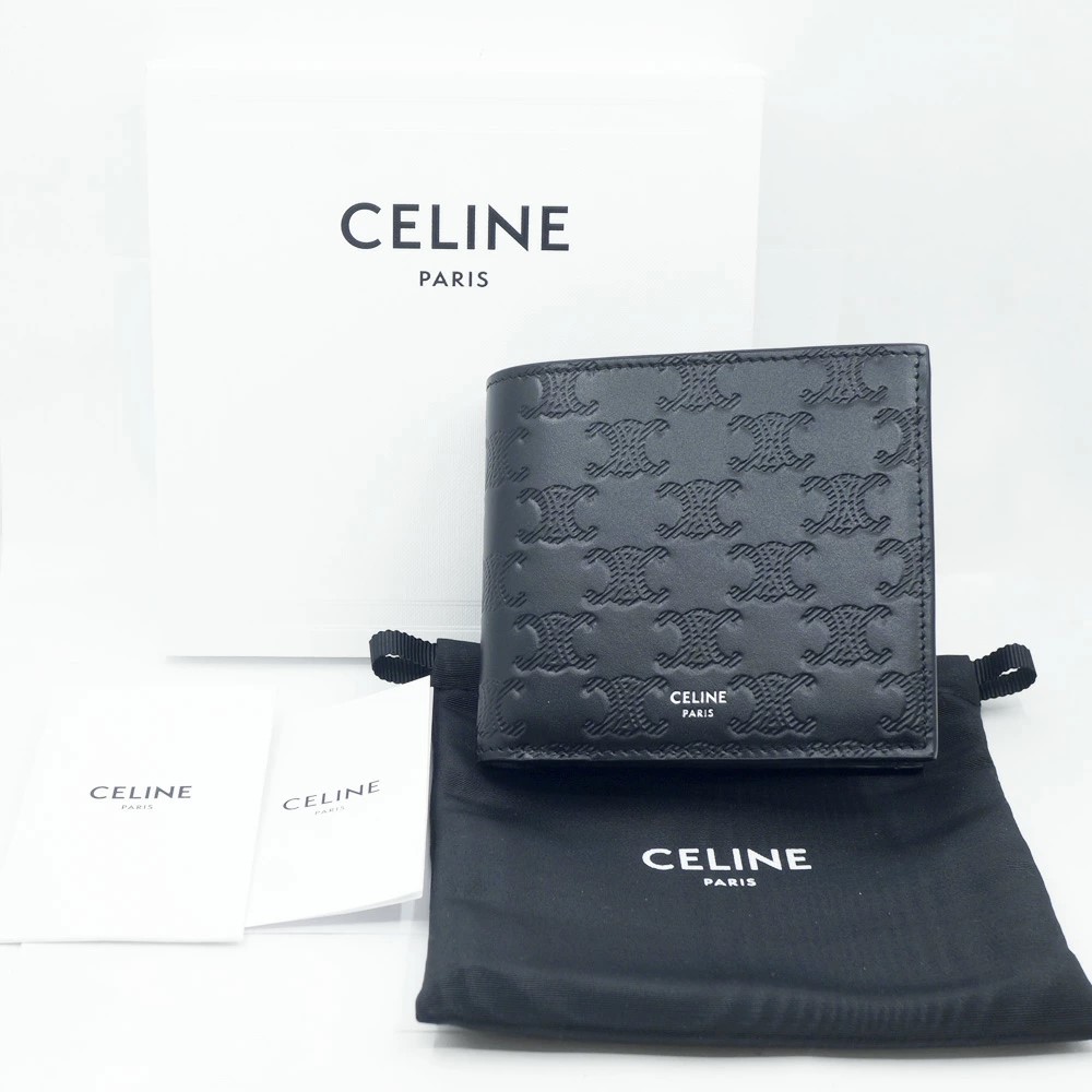 セリーヌ CELINE バイフォールド ウォレット トリオンフ 二つ折り財布 レザー ブラック