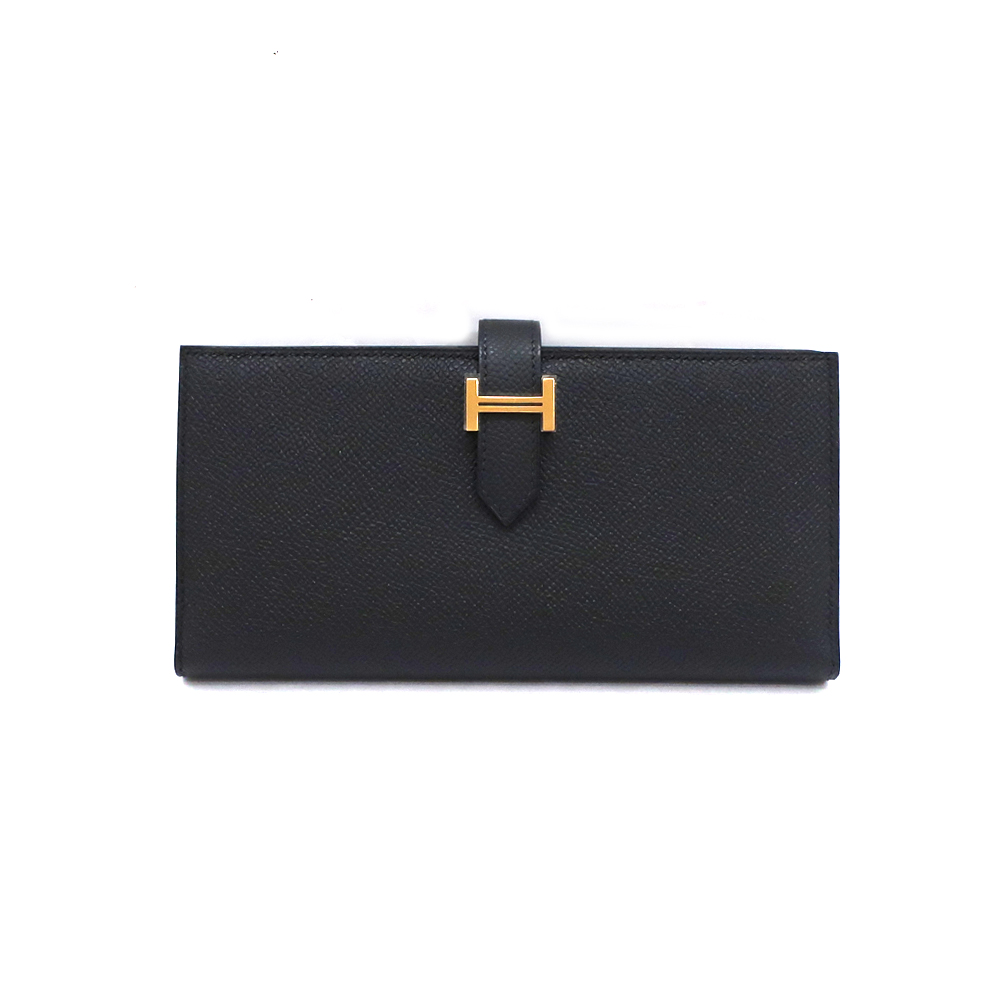 エルメス ベアンスフレ 長財布 エプソン ブラック ゴールド金具 メンズ レディース