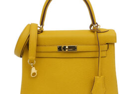 エルメス ケリー25 ジョーヌアンブル ゴールド金具 トゴ C刻 内縫