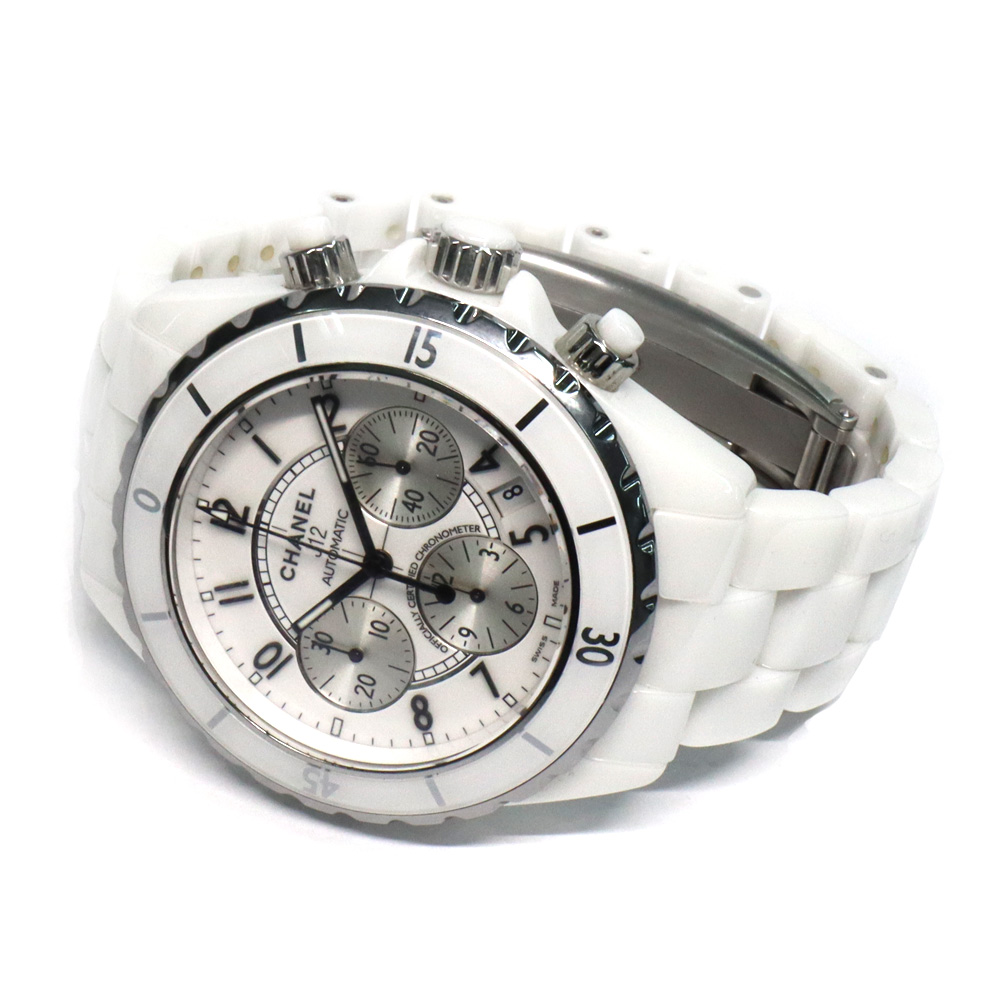 シャネル J12 クロノグラフ H1007 ホワイトセラミック 自動巻 メンズ