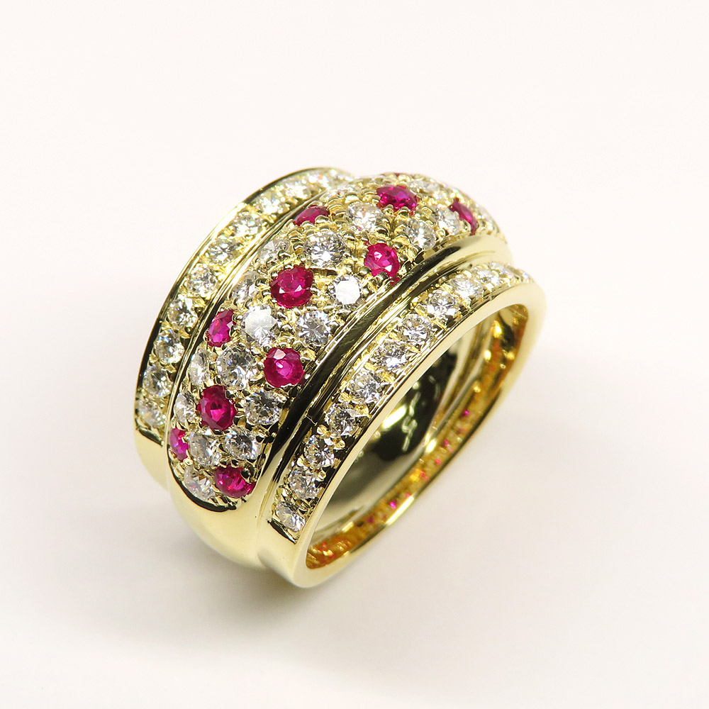 ダミアーニ ルビー ダイヤモンド リング 750 9.6ｇ イエローゴールド