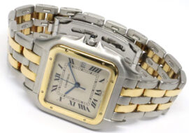 カルティエ パンテールLM 2ロウ W25027B6 SS/YG アイボリー クォーツ