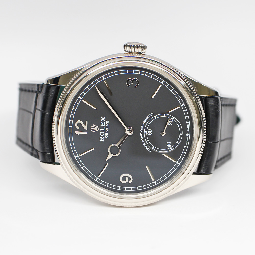 ロレックス 1908 52509 ランダム インテンスブラック WG 革 自動巻き メンズ 保証書付き