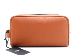 フェンディ セカンドバッグ クラッチバッグ ブラウン シルバー金具 レザー 鞄 メンズ