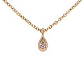 TIFFANY ティファニー エルサ・ペレッティ バイザヤード ティアドロップ ネックレス Au750PG ピンクゴールド ダイヤ Elsa Peretti