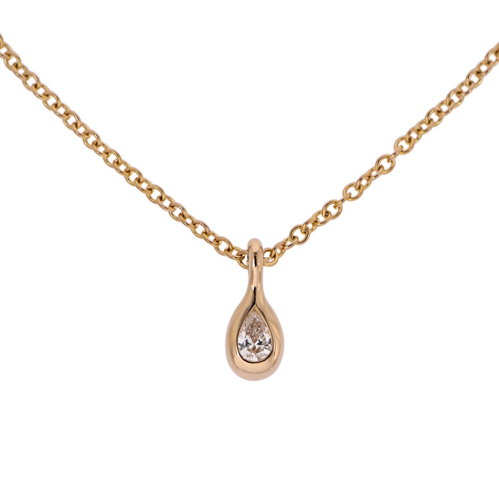 TIFFANY ティファニー エルサ・ペレッティ バイザヤード ティアドロップ ネックレス Au750PG ピンクゴールド ダイヤ Elsa Peretti