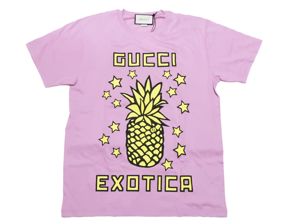 GUCCI 半袖Tシャツ オーバーサイズ  パイナップル柄  ピンク Sサイズ