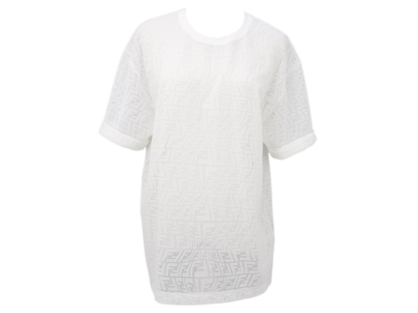 フェンディ Tシャツ FS7375 AG7F Sサイズ ホワイト 白透け柄