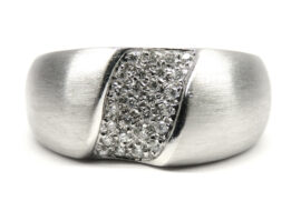ポンテヴェキオ リング 指輪 ヘアライン 750WG ホワイトゴールド ダイヤモンド 0.16ct 14号