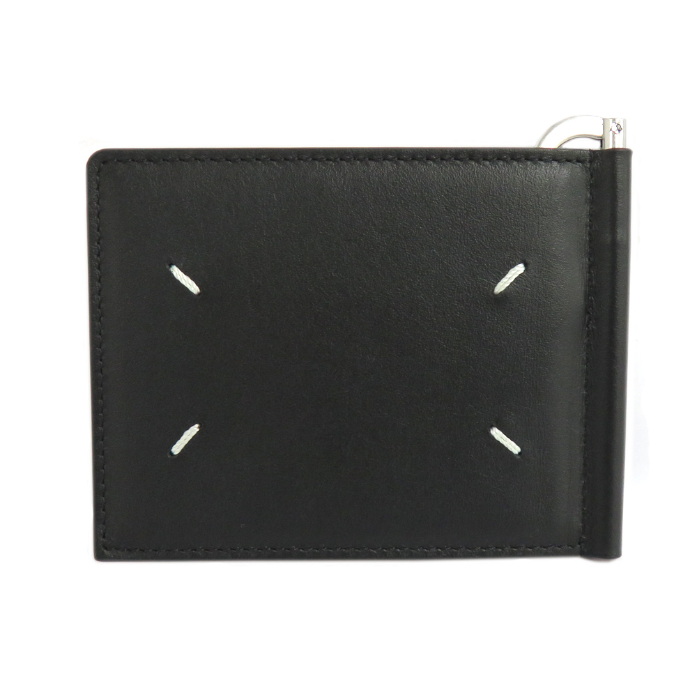 メゾンマルジェラ マネークリップ カードケース 三つ折り 財布 ブラック レザー S55UI0309