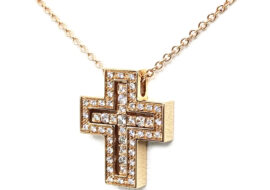 ダミアーニ DAMIANI 750PG ベルエポック ダイヤモンド クロス ネックレス XS K18PG 20083492