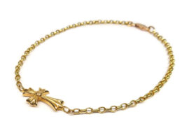 クロムハーツ ベイビーファット チェーン ブレスレット ロールチェーン クロス 7.5inch 22K  インボイス付き