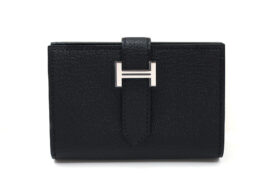 エルメス ベアンミニ コンパクト財布 シルバー金具 ブラック シェーブル B刻 2023年