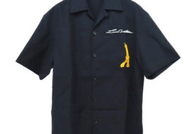 ルイヴィトン オープンカラーショートスリーブコットンシャツ 1AFJHO Sサイズ ブラック エッフェル塔