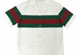 グッチ ウェブ ストライプ GGコットンシャツ 791771 ホワイト 半袖シャツ 46サイズ