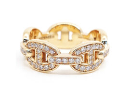 エルメス HERMES シェーヌダンクル アンシェネ PM ダイヤモンド リング 750PG