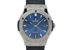 ウブロ クラシック フュージョン チタニウム 511.NX.7170.LR ブルー チタン 自動巻き