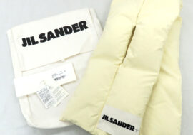 ジルサンダー ダウンスカーフ J40TE0002 ナチュラル プリントロゴ アイボリー マフラー