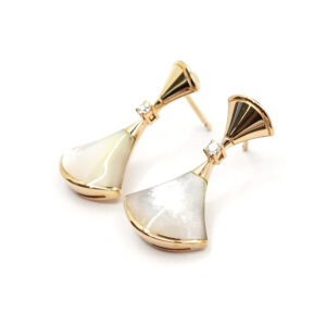 コンビ ピアス 18KYG Pt ハート＆天使の羽 イエローゴールド プラチナ