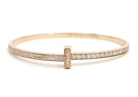 ティファニー TIFFANY Tワンナロー パヴェ ダイヤモンド バングル 750PG